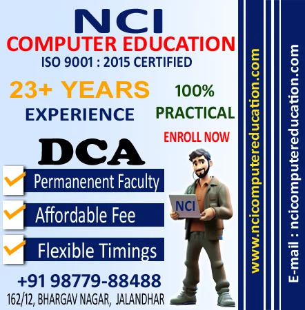 DCA COURSE IN JALANDHAR AT NCI COMPUTER